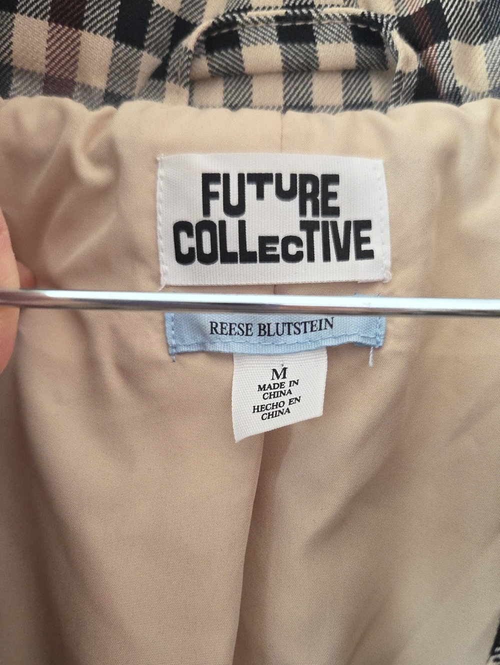 Reese Blutstien - Checked Puffer Jacket - Black & Cream Size M - Picture 2 of 6